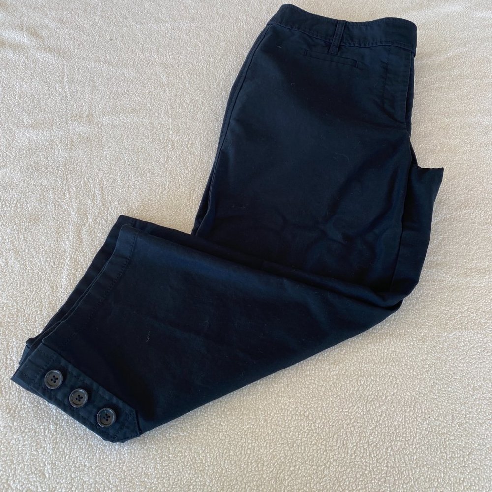 Ann Taylor Womens Black High Waisted Cropped Trouser Pants Size 8